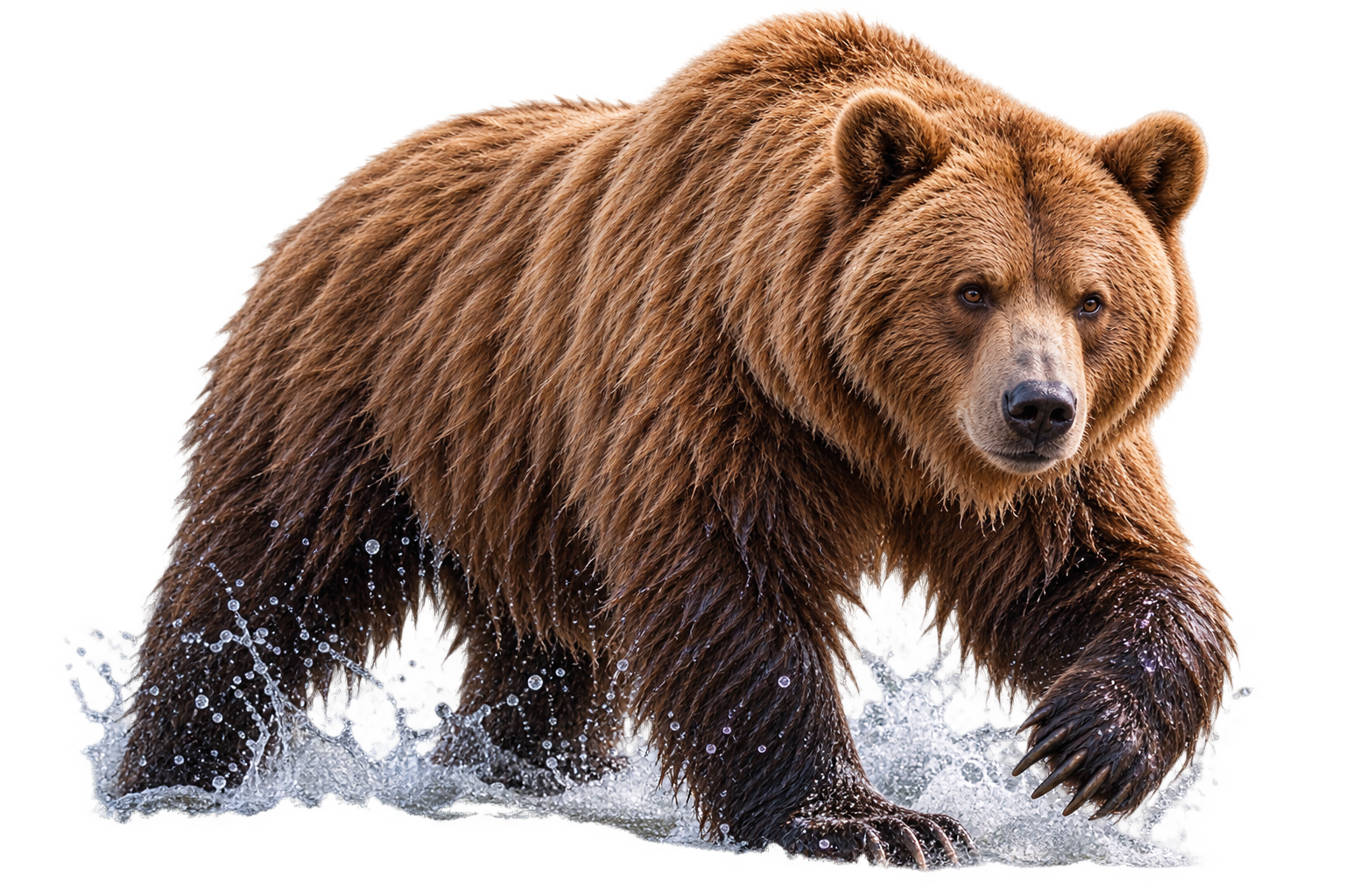 Brown bear wading through an Alaskan river